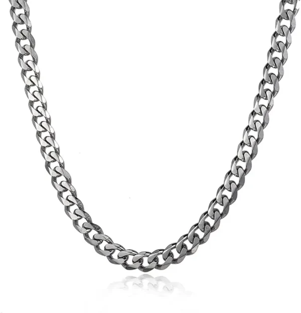 MartOx 4mm Silver Curb Neck Chain For Men & Women
