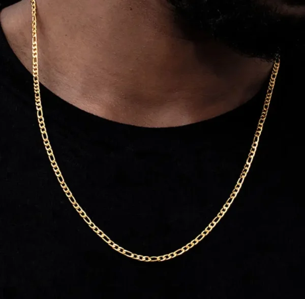 MartOx 3mm Figaro Neck Chain For Men Gold - Image 4
