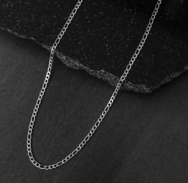 MartOx 3mm Figaro Neck Chain For Men Silver - Image 3
