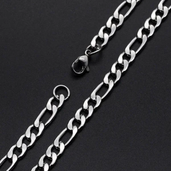5mm Silver Figaro Neck Chain For Men - Image 2