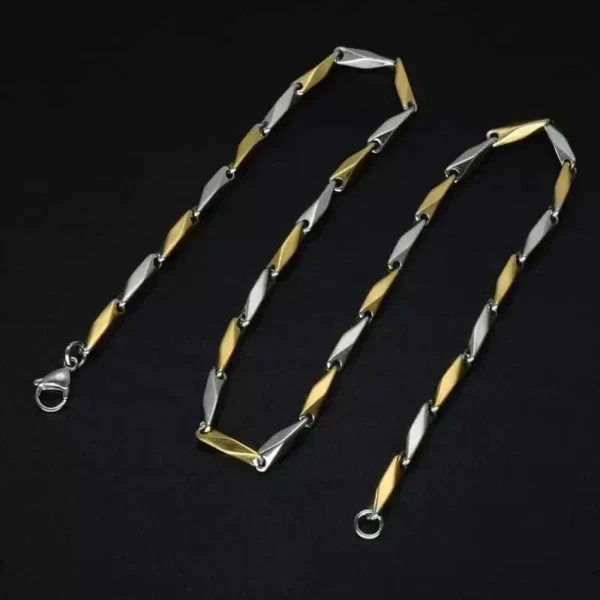 MartOx Stainless Steel Gold & Silver Rice Chain For Men and Boys - Image 5