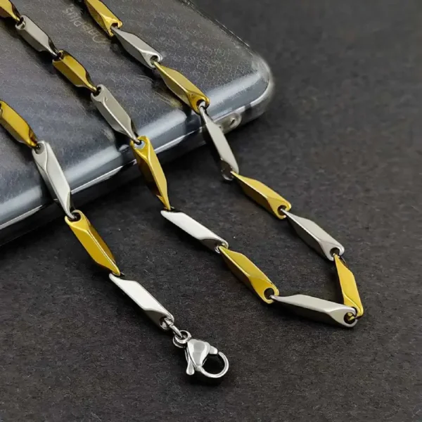 MartOx Stainless Steel Gold & Silver Rice Chain For Men and Boys - Image 4