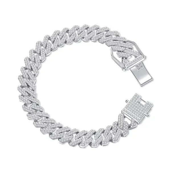 13mm Silver Iced Out Miami Cuban Bracelet - Image 4