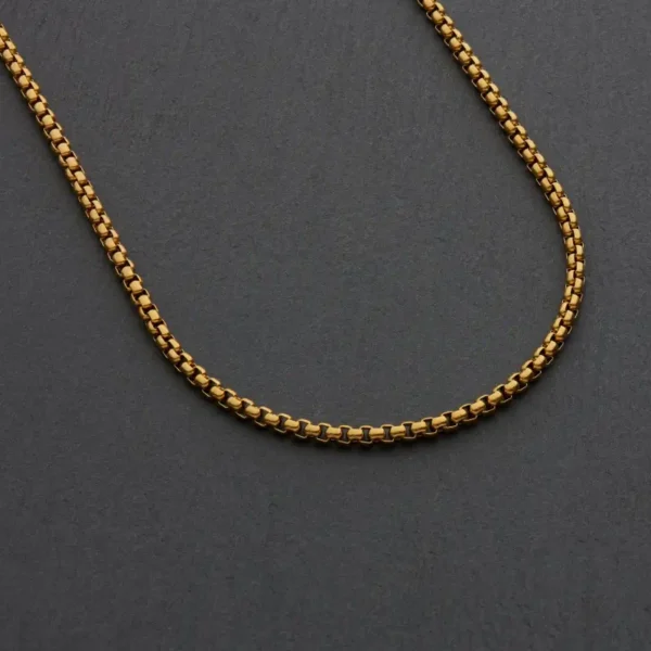 MartOx 3mm Gold Round-Cut Box Neck Chain For Men - Image 3