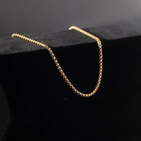 MartOx 3mm Gold Round-Cut Box Neck Chain For Men - Image 2
