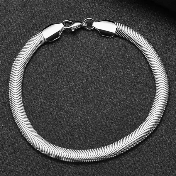 6mm Silver Snake Chain Bracelet For Men/Women