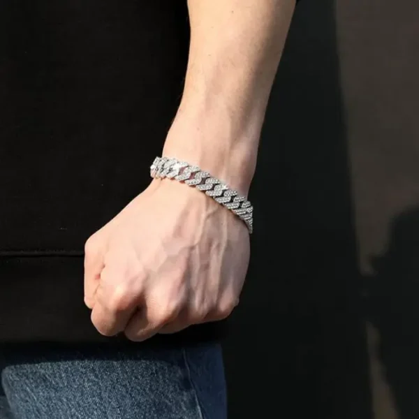 13mm Silver Iced Out Miami Cuban Bracelet - Image 2