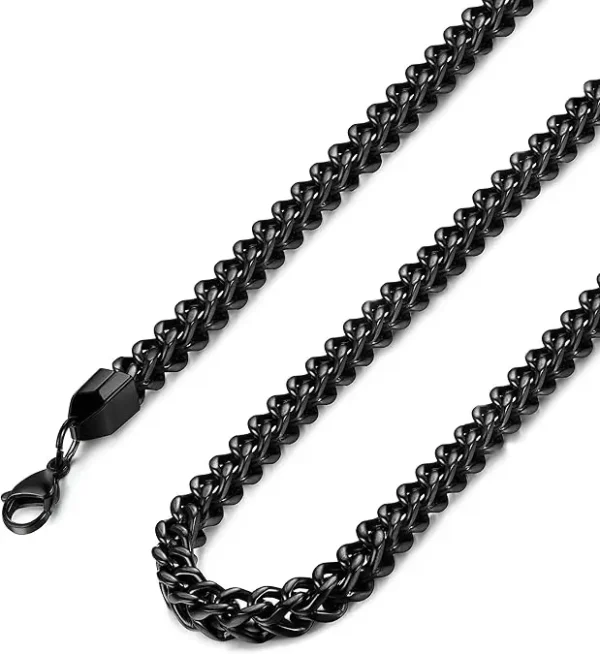MartOx 3mm Foxtail Neck Chain For Men Black