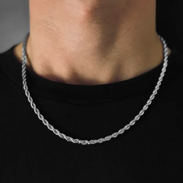 MartOx 5mm Silver Rope Neck Chain For Men - Image 2