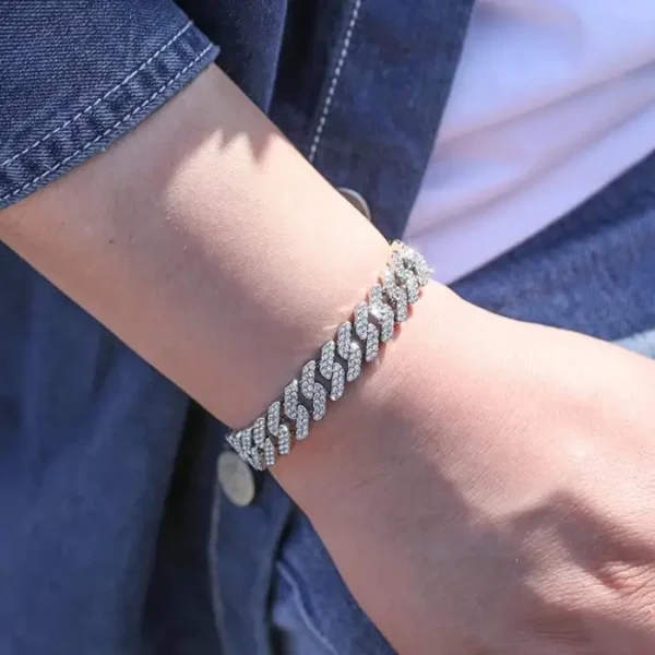13mm Silver Iced Out Miami Cuban Bracelet - Image 3