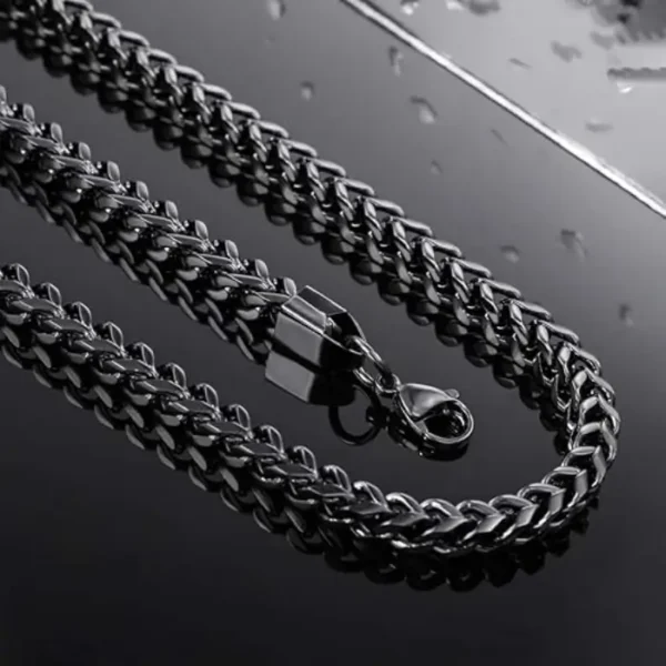 MartOx 3mm Foxtail Neck Chain For Men Black - Image 2