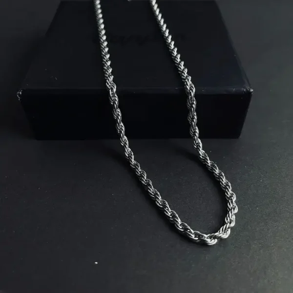 MartOx 5mm Silver Rope Neck Chain For Men - Image 3