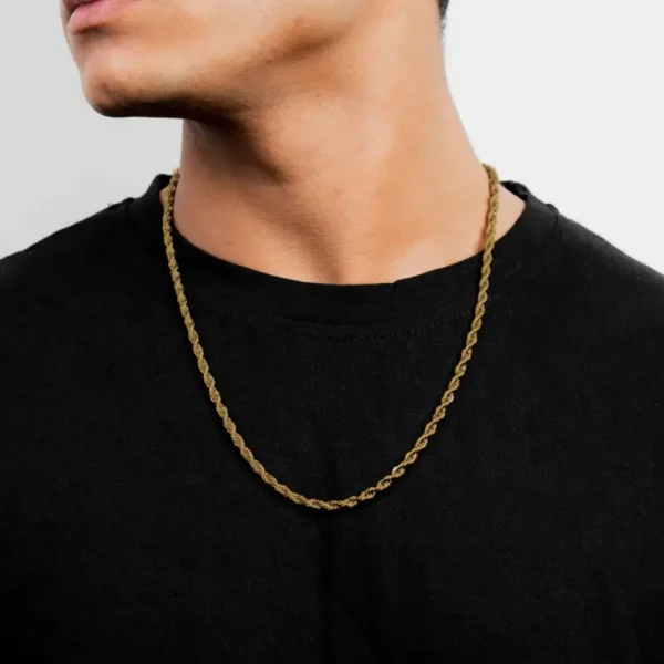 MartOx 3mm Gold Rope Neck Chain For Men - Image 4