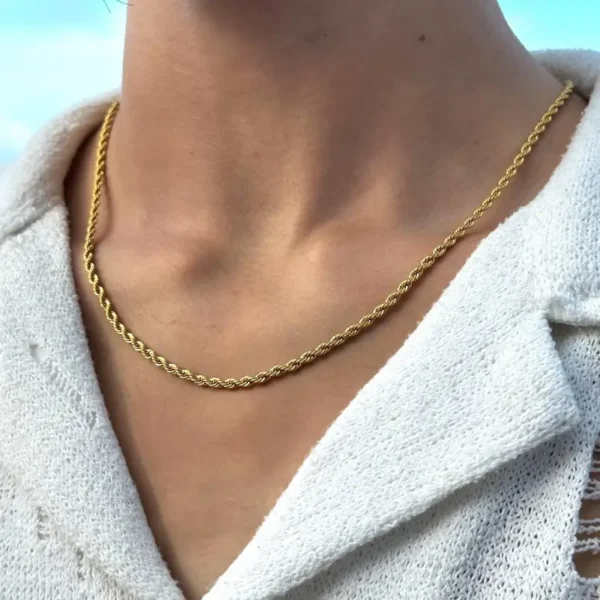 MartOx 3mm Gold Rope Neck Chain For Men - Image 3