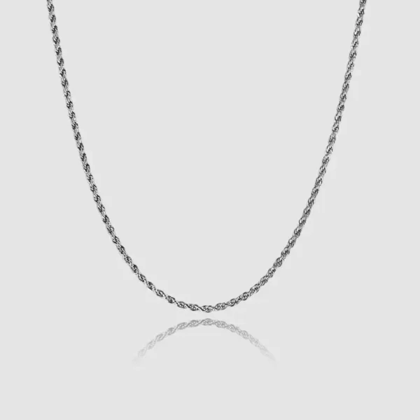 MartOx 2mm Silver Rope Neck Chain For Men