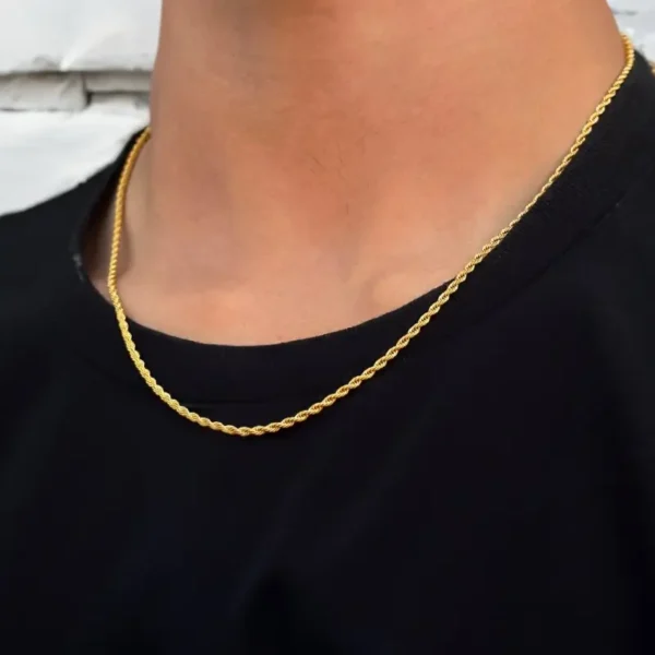 MartOx 3mm Gold Rope Neck Chain For Men - Image 5