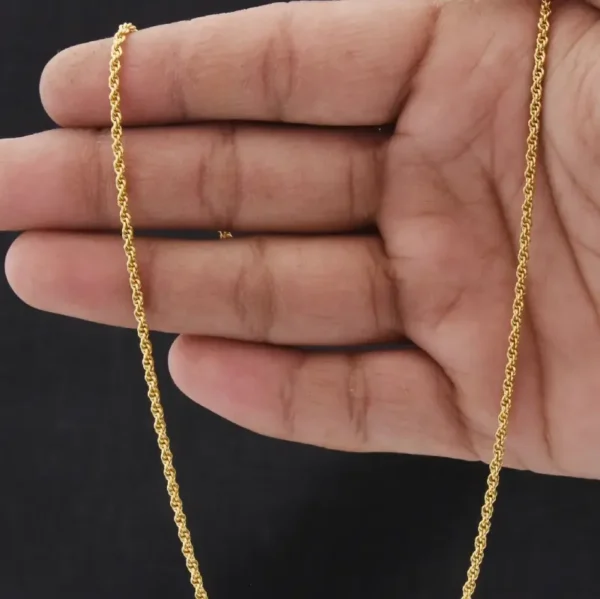 MartOx 2mm Gold Rope Neck Chain For Men - Image 3