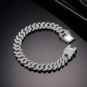 13mm Silver Iced Out Miami Cuban Bracelet