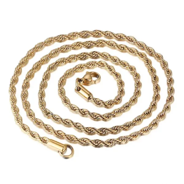 MartOx 3mm Gold Rope Neck Chain For Men - Image 2