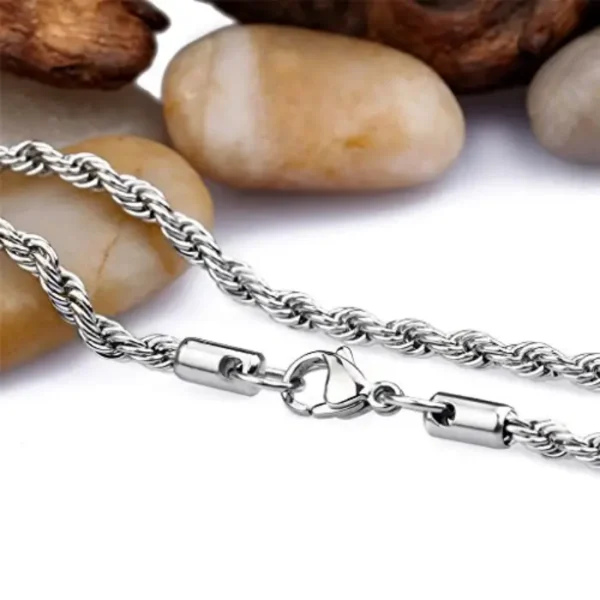 MartOx 3mm Silver Rope Neck Chain For Men