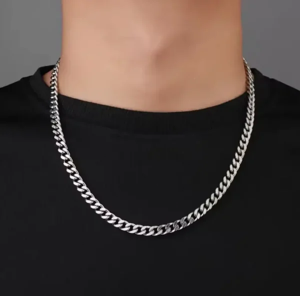 MartOx 7mm Silver Cuban Neck Chain For Men - Image 3