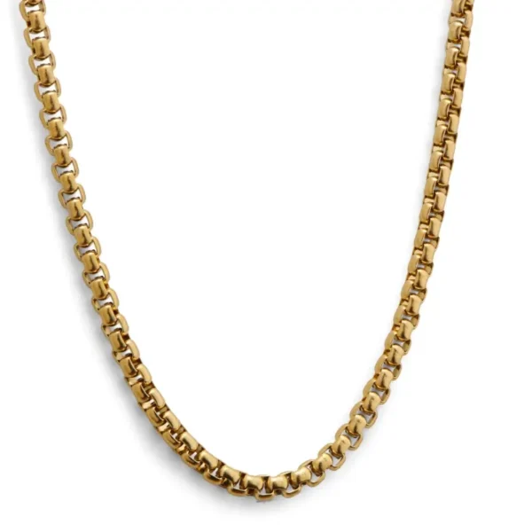 MartOx 3mm Gold Round-Cut Box Neck Chain For Men - Image 4
