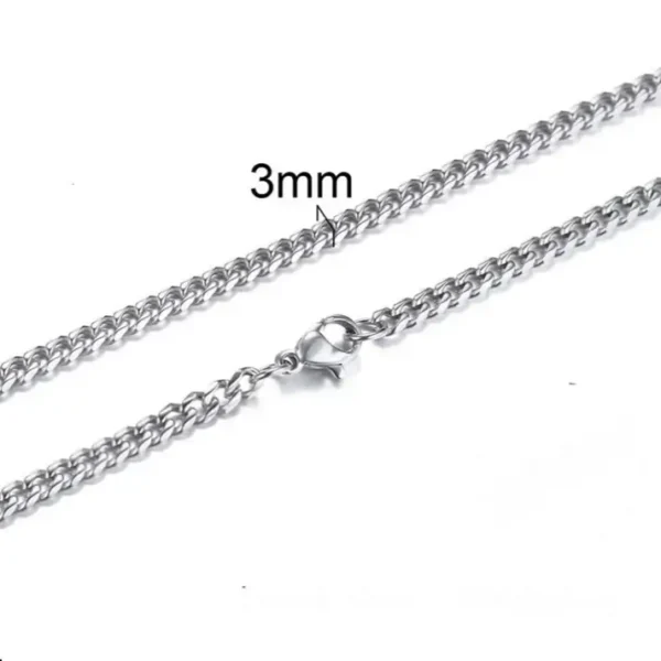MartOx 3mm Silver Curb Neck Chain For Men