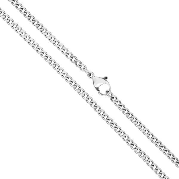 MartOx 3mm Silver Curb Neck Chain For Men - Image 2