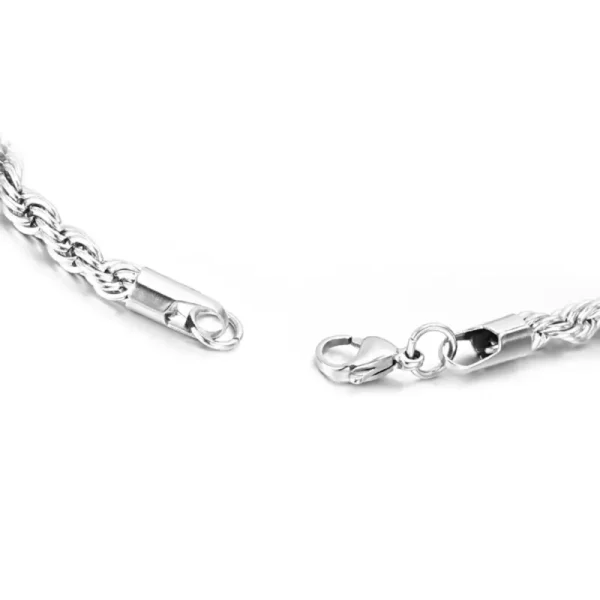 4mm Silver Rope Chain Bracelet For Men - Image 4