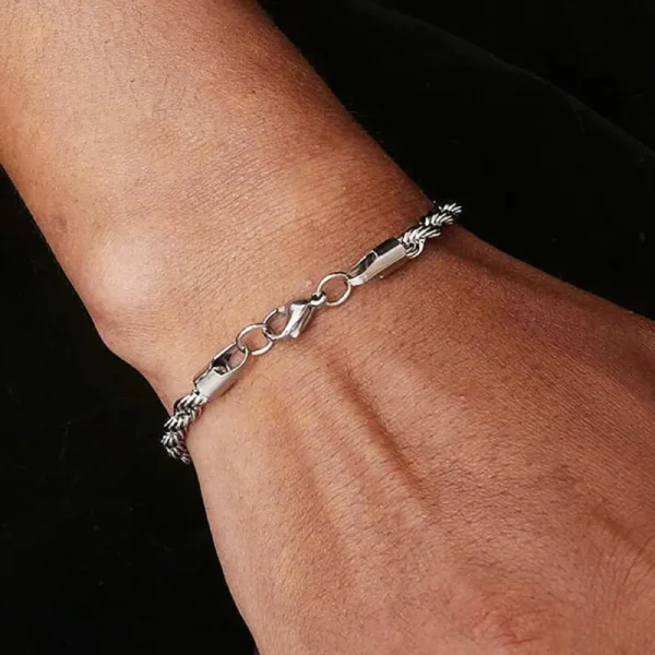 4mm Silver Rope Chain Bracelet For Men - Image 3