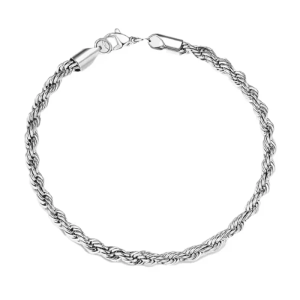 4mm Silver Rope Chain Bracelet For Men - Image 2