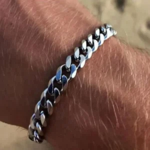 6mm Silver Cuban Chain Bracelet For Men