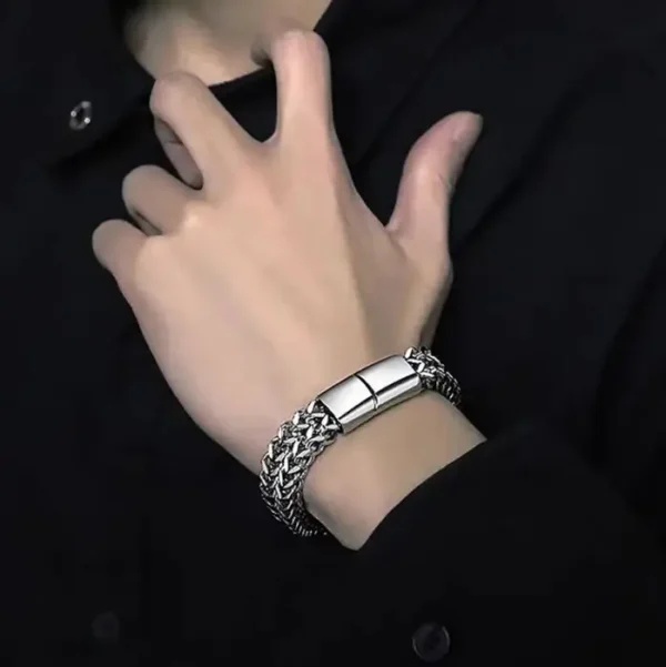 8mm Silver Foxtail Chain Bracelet 00006