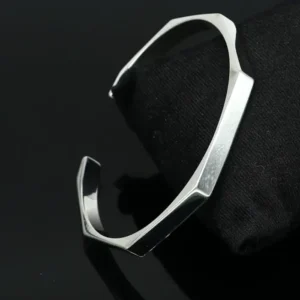 Stainless Steel Hexagon Cuff Bangle 0001
