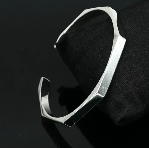 Stainless Steel Hexagon Cuff Bangle 0001