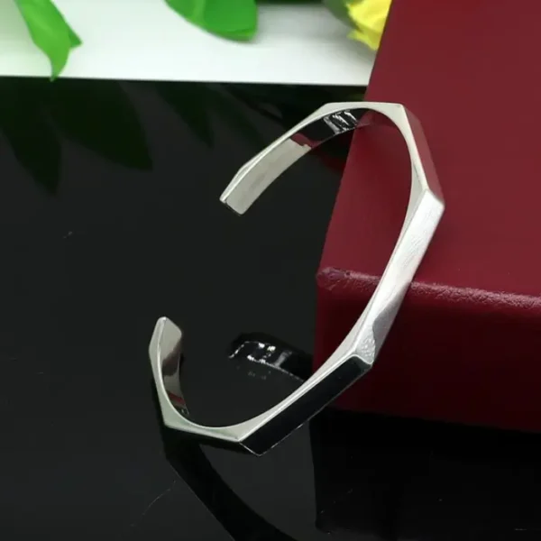 Stainless Steel Hexagon Cuff Bangle 0002