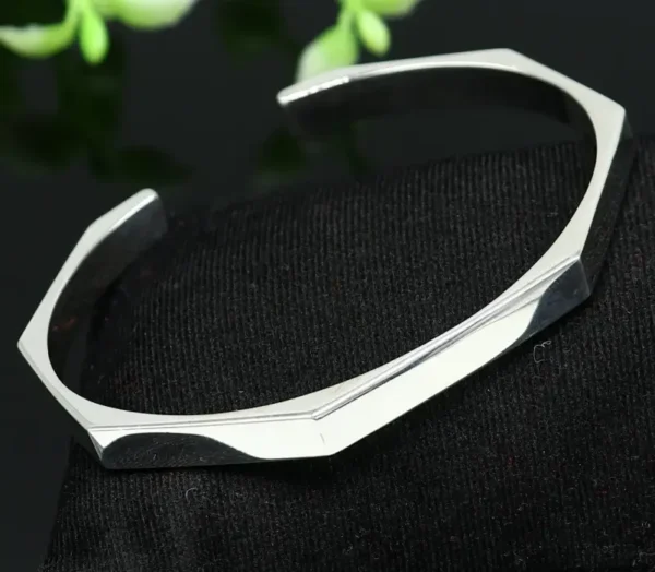 Stainless Steel Hexagon Cuff Bangle 0003