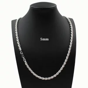 MartOx 5mm Silver Rope Neck Chain For Men