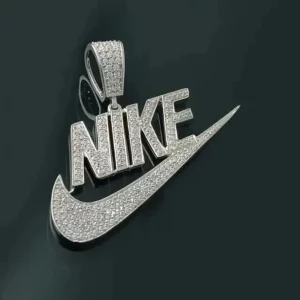 Crystal Nike Necklace with silver Box chain -316L