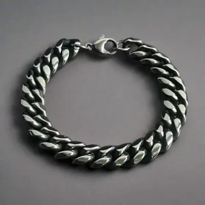 10mm Silver Stainless Steel Curb Link Chain Bracelet For Men