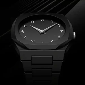 Black Arabic Aura Watch with White Dial for Men & Women