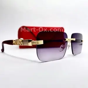 MartOx 3 Piece Purple Lens Bold panther Style golden & Black temple detailing Glasses