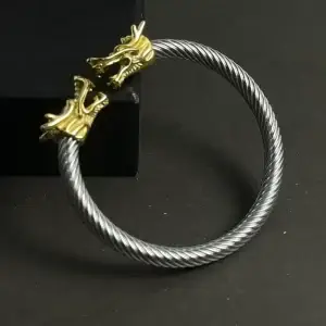MartOx Alpha Dragon Silver & Golden Steel Bracelet for Men