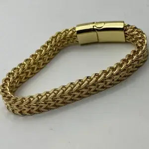 MartOx 12mm Golden Square Foxtail Double Chain Bracelet For Men
