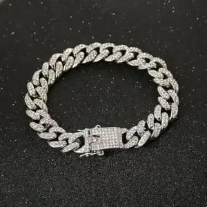 MartOx13mm Silver Iced Out Cuban Link Chain Bracelet