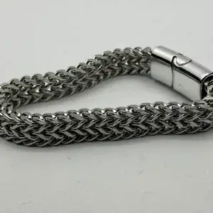 MartOx 12mm Silver Square Foxtail Double Chain Bracelet For Men