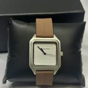 Premium Square White Dial Minimalist Luxury Watch with Brown Strap
