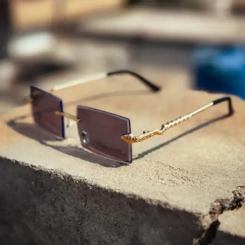 Rimless Cobra Gold Frame UVProtection Glasses - Image 3